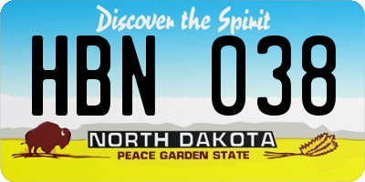 ND license plate HBN038
