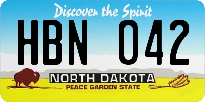 ND license plate HBN042