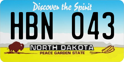 ND license plate HBN043