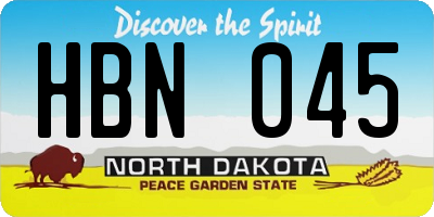 ND license plate HBN045