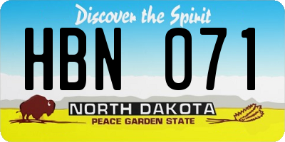 ND license plate HBN071