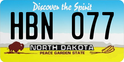 ND license plate HBN077