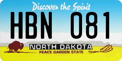 ND license plate HBN081