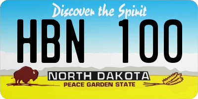 ND license plate HBN100