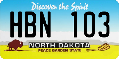 ND license plate HBN103