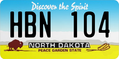 ND license plate HBN104