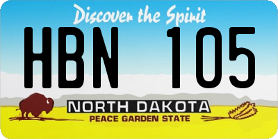 ND license plate HBN105