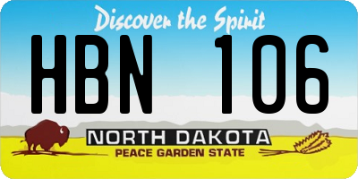 ND license plate HBN106