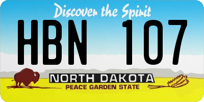 ND license plate HBN107