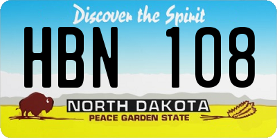 ND license plate HBN108