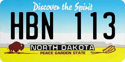 ND license plate HBN113