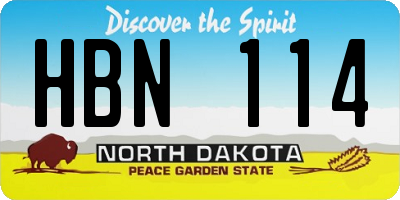 ND license plate HBN114