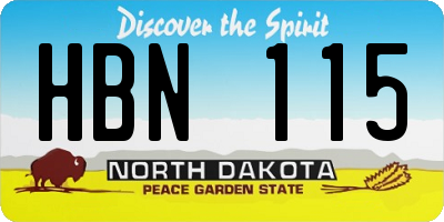 ND license plate HBN115