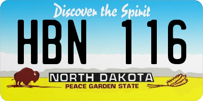 ND license plate HBN116