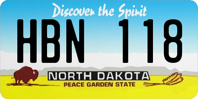 ND license plate HBN118