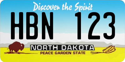 ND license plate HBN123