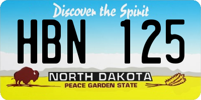 ND license plate HBN125