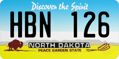 ND license plate HBN126