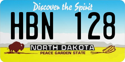 ND license plate HBN128