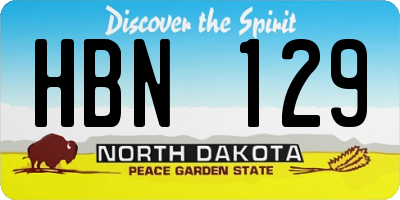 ND license plate HBN129