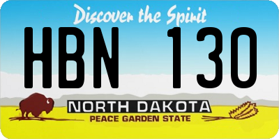 ND license plate HBN130