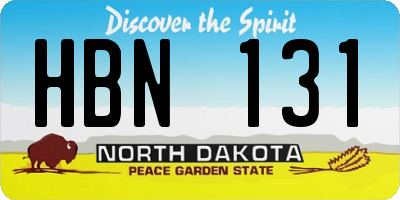 ND license plate HBN131