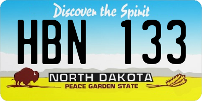 ND license plate HBN133