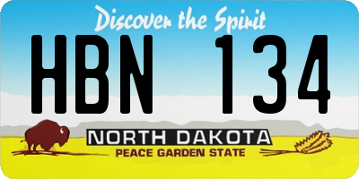 ND license plate HBN134