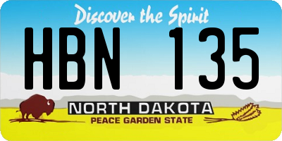 ND license plate HBN135