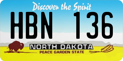 ND license plate HBN136