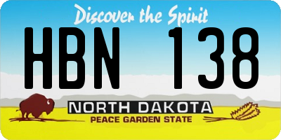 ND license plate HBN138