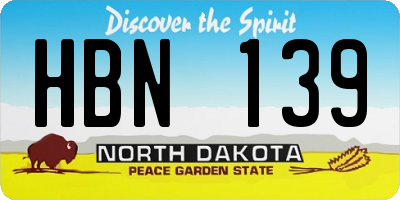 ND license plate HBN139