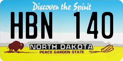 ND license plate HBN140