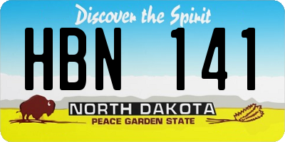 ND license plate HBN141