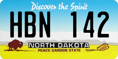 ND license plate HBN142