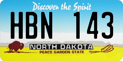 ND license plate HBN143