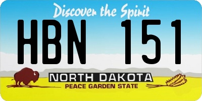 ND license plate HBN151