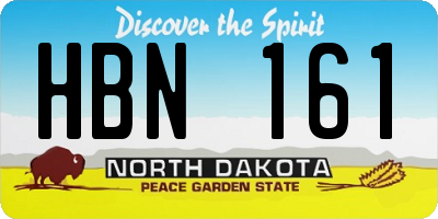 ND license plate HBN161