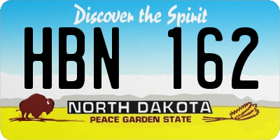 ND license plate HBN162