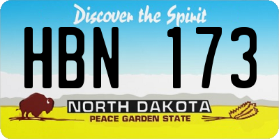 ND license plate HBN173