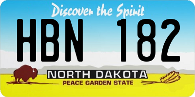 ND license plate HBN182