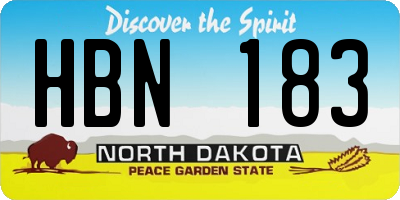 ND license plate HBN183