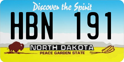 ND license plate HBN191