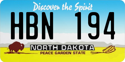 ND license plate HBN194