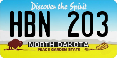 ND license plate HBN203