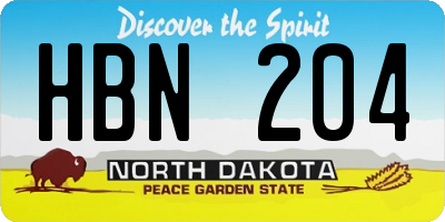 ND license plate HBN204