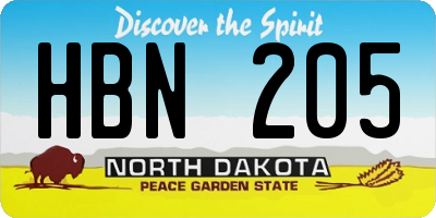 ND license plate HBN205