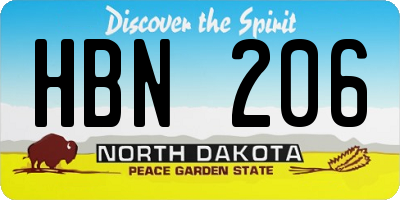 ND license plate HBN206