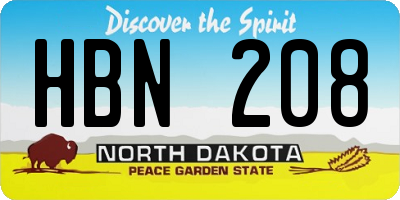 ND license plate HBN208