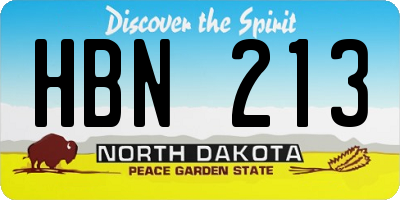 ND license plate HBN213